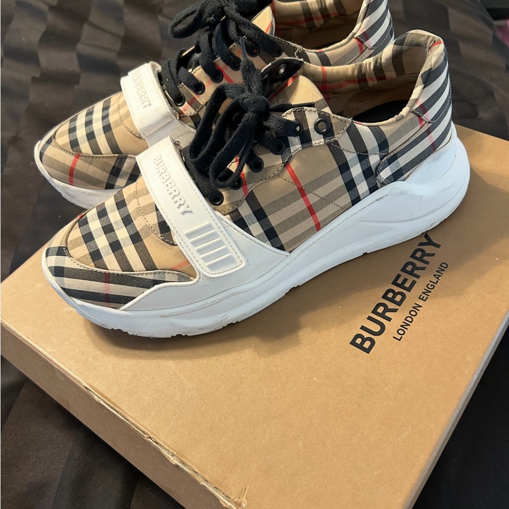 Burberry Checkered Sneakers with Black and White Accents